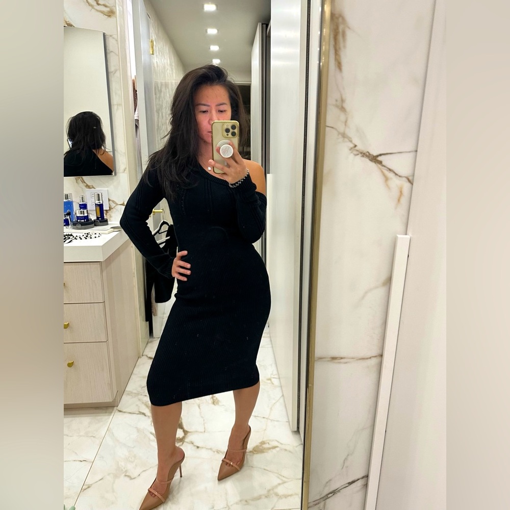 MAJORELLE Landau Black Knit Midi Dress